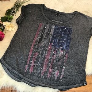 Rock & Republic Patriotic Cap Sleeve Tee Sz XL